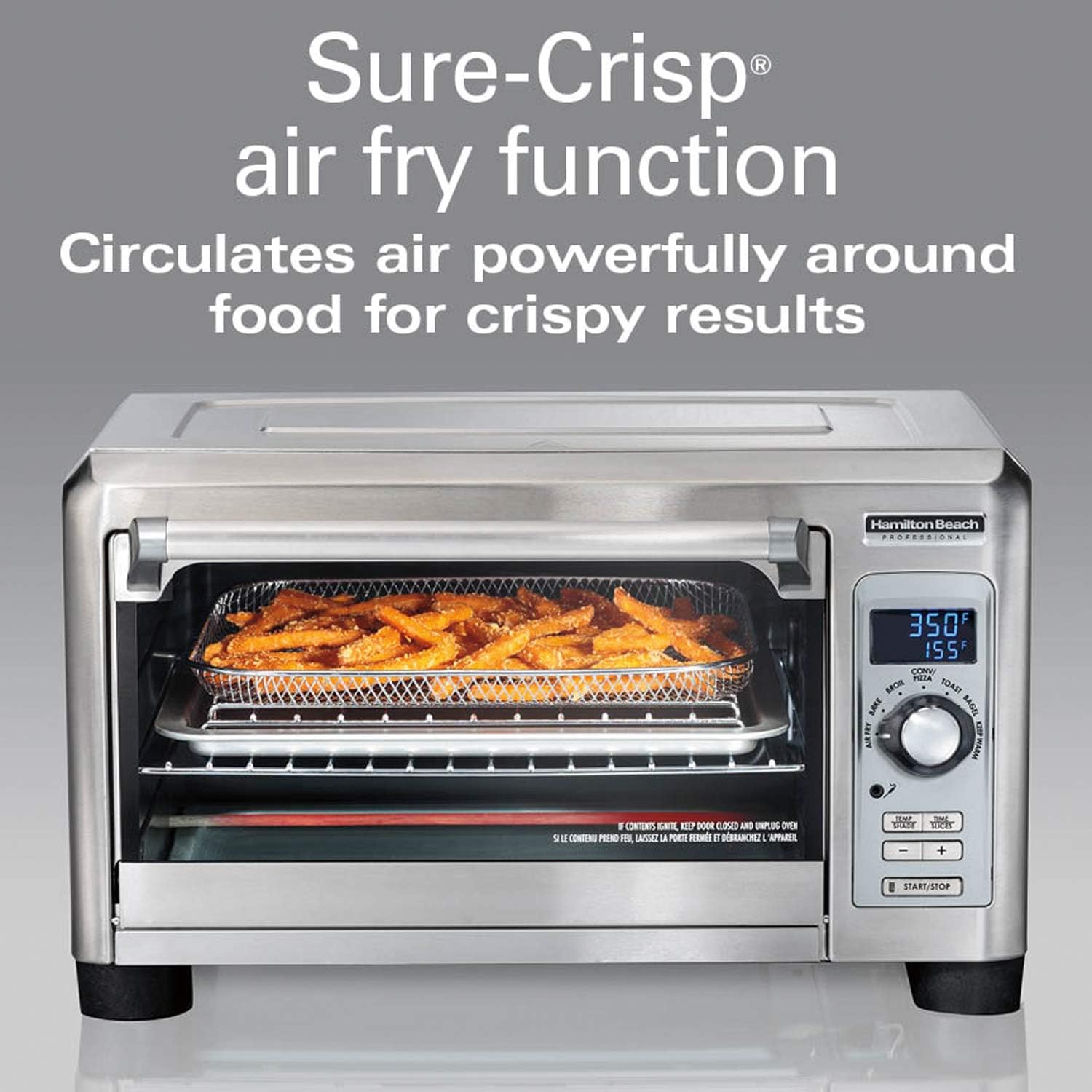 Hamilton Beach Professional Sure-Crisp Digital Toaster Oven Air Fryer Combo, 1500W, Fits 12” Pizza 6 Slice Capacity, Temperature Probe, Stainless Steel (31243) - Image 2