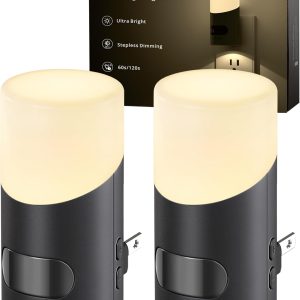 Lyridz LED Night Lights Plug into Wall with Motion Sensor, 1-150LM Dimmable Plug-in Nightlight Indoor for Bedroom, Bathroom, Hallway, Stairs, Pet House, Toilet, 2 Pack