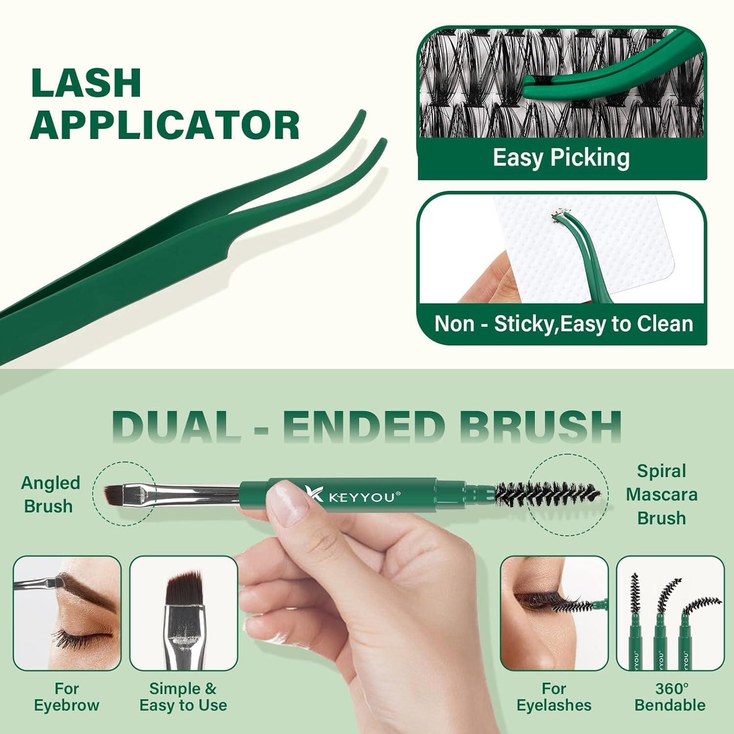 KEYYOU Lash Extension Kit DIY 300Pcs Lash Clusters Eyelash Extension Kit 40D 0.07 D Curl 9-18MIX Lash Clusters Kit with Lash Glue Remover Applicator Easy to Use for Beginners(Kit,40D-D,9-18MIX) - Image 6