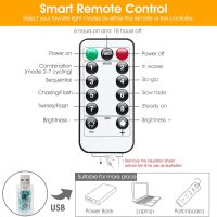Minetom Curtain Lights, 300 LED Dimmable Fairy Lights with Remote and Timer, 8 Modes, USB Powered String Lights for Room Wall Party Xmas Indoor Decor, Warm White - Image 4