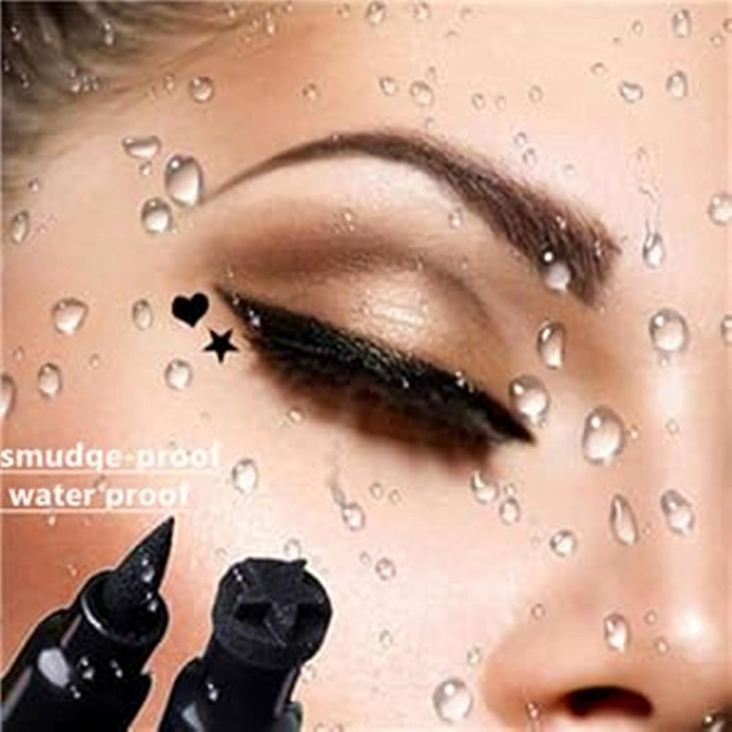 Go Ho 2 PCS Waterproof Liquid Eyeliner Stamps,Double-side Black&Red Smudge-proof Eye Liner,Heart Stamp Eyeliner for Halloween Costumes Makeup,Long-lasting Love Tattoo Tools for Valentines Day - Image 7