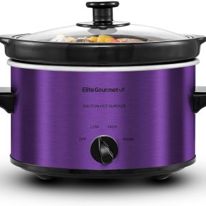 Elite Gourmet MST-275XP Electric Oval Slow Cooker, 2Qt Capacity, Purple