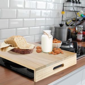 21. 2 x 14. 7 Inch Wooden Rv Stove Top Cover Stove Top Sink Cover Noodle Cutting Board for Electric Gas Burners Sink Noodle Board