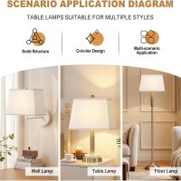 Rectangle White Lamp Shade, Square Large Linen Lamp Shades, Top 7"x12.5", Bottom 9"x15", Height 9.8", Includes 1 Harp Holder,2 Adapters, Fits Table,Floor and Wall Lamp Shades, Easy Assembly - Image 2