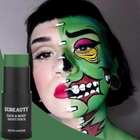 CCbeauty Witch Green Face Paint Stick, Face Painting Kit, Dark Green Cream SFX Makeup Foundation, Professional Body Paint for St. Patrick's Day, Halloween Costume Party, Grinch Hulk Monster Makeup - Image 6