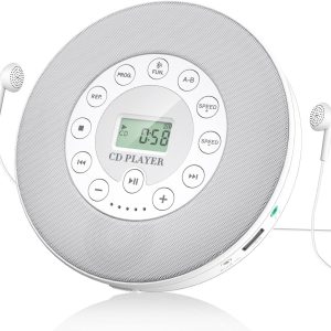 Lukasa Portable Bluetooth CD Player Built-in Speaker Stereo, Personal MP3 Players Rechargeable Compact Car Disc CD Music Player USB Play Anti-Shock Protection