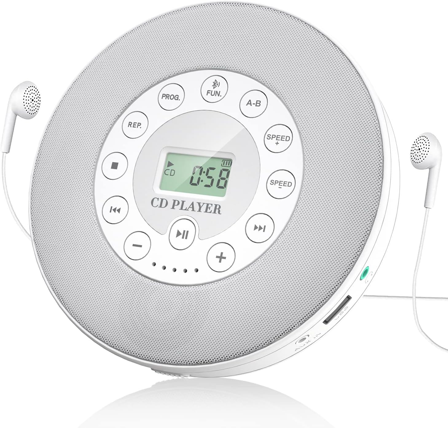 Lukasa Portable Bluetooth CD Player Built-in Speaker Stereo, Personal MP3 Players Rechargeable Compact Car Disc CD Music Player USB Play Anti-Shock Protection