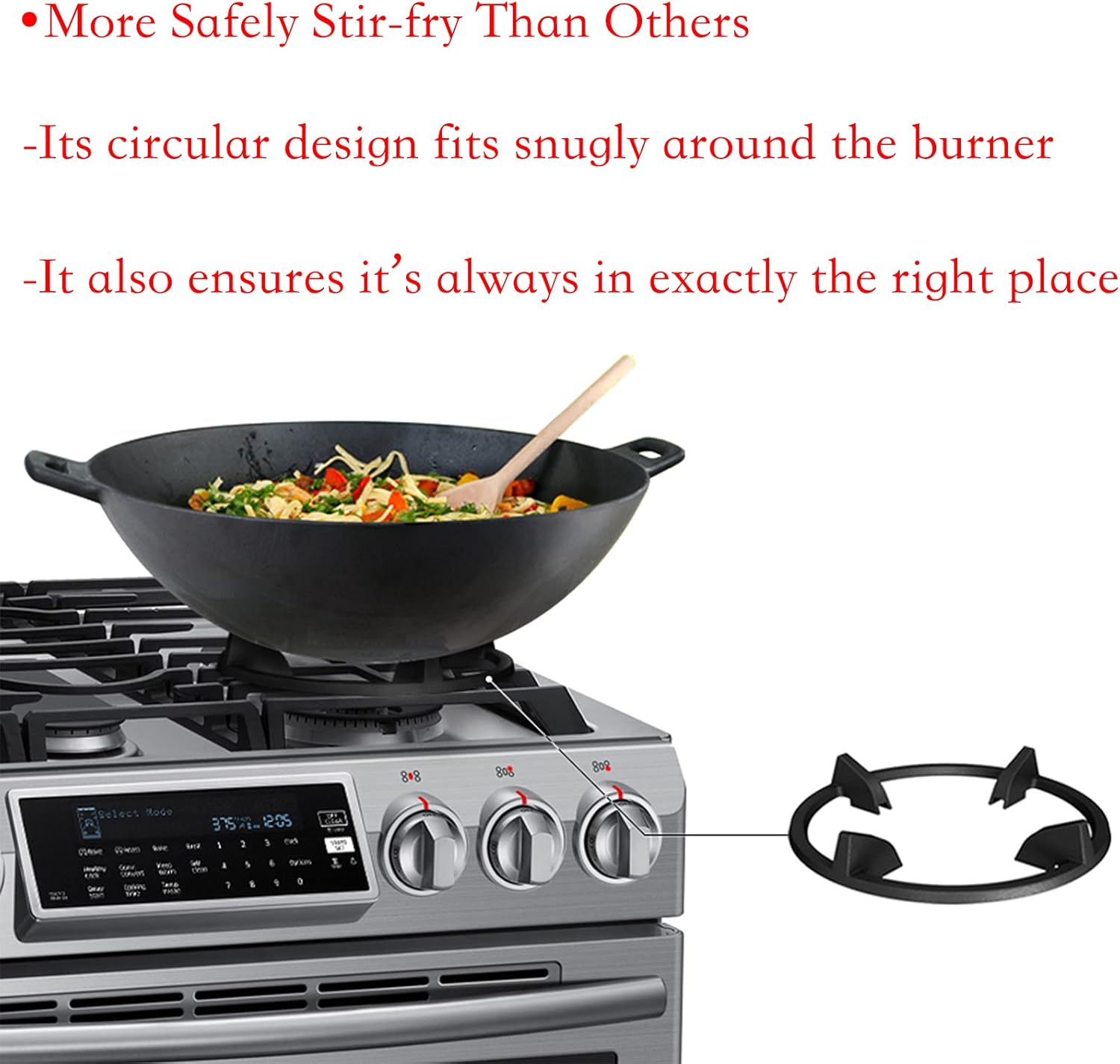Wok Ring, Replacement Parts Cast Iron Wok Support Ring for Gas Stove Burner Grate Samsung, GE, Kitchenaid, LG, Whirlpool, Frigidaire, Kenmore Etc Gas Stove Stand Rack Accessories - Image 2