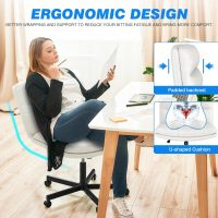 Rfiver Office Desk Chairs with Wheels, Criss Cross Chair with Height Adjustable and Swivel, Comfortable Thickened Cushion PU Leather Wide Comfty Chair Computer Task Chair for Home Office Gaming, Beige - Image 4