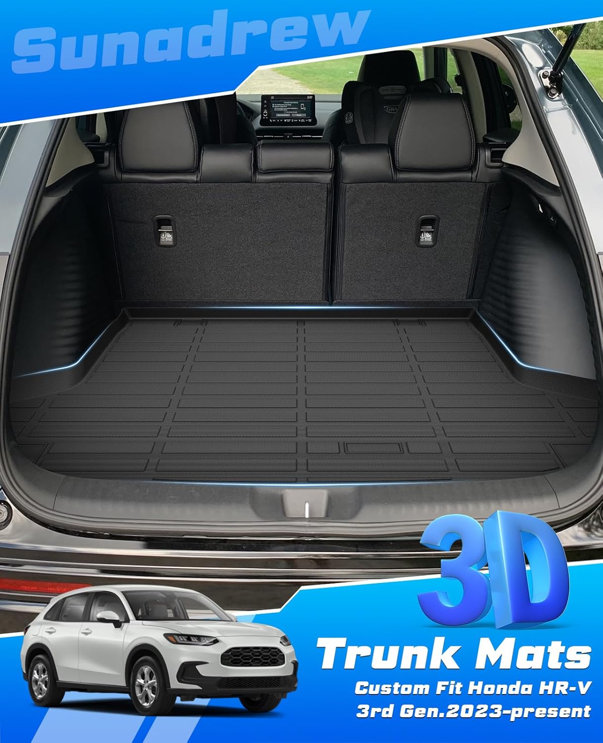 Cargo Liner for Honda HR-V 2023 2024 2025 HRV Hybrid Accessories TPE Cargo Mat All Weather HRV Rear Cargo Trunk Mat Waterproof Black - Image 5