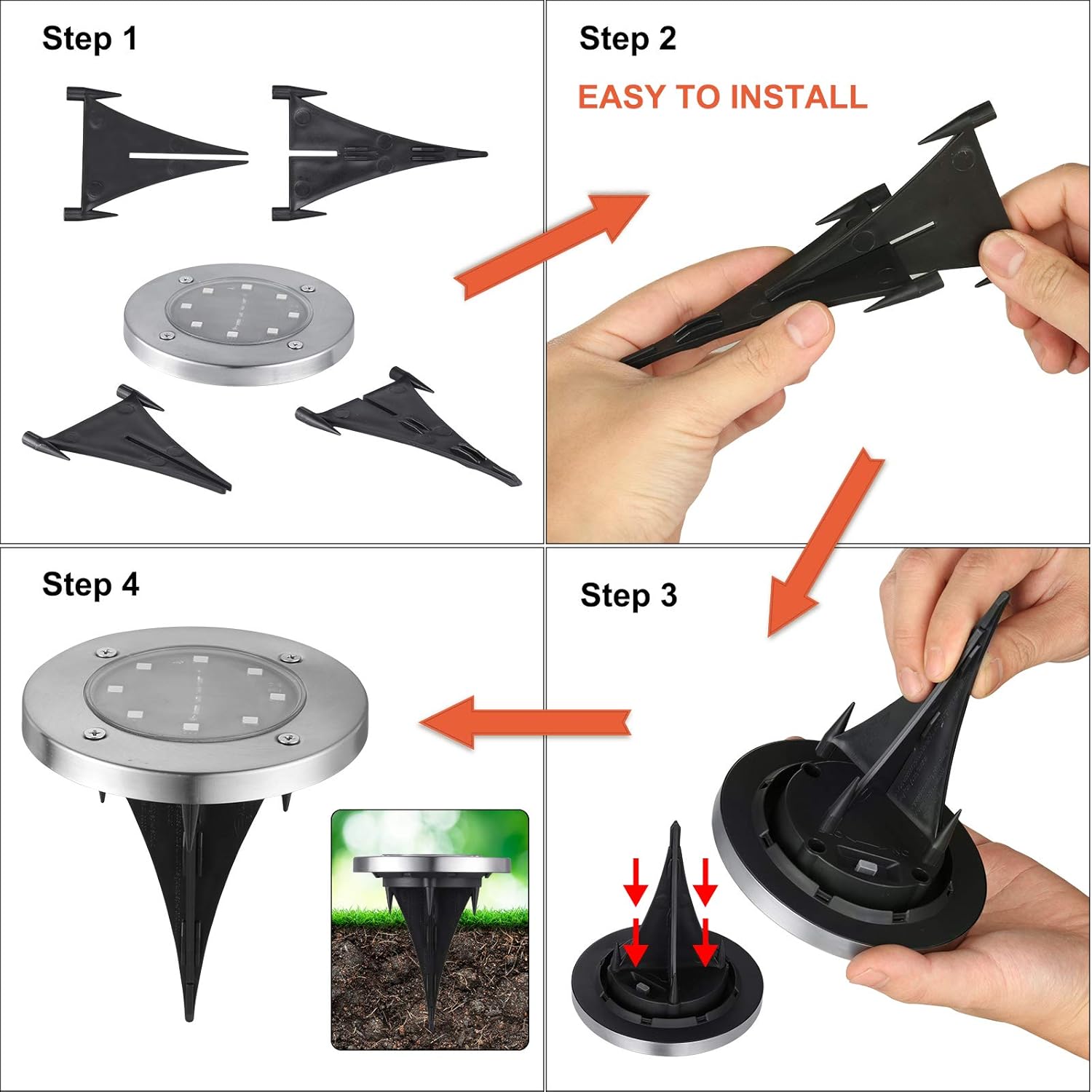 LYHOPE Solar Ground Lights Outdoor, 8 Pack 8 LED Solar Disk Lights Waterproof Garden In-ground Pathway Light Landscape Lighting for Lawn,Yard,Deck,Patio,Walkway (White) - Image 7