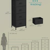 SONGMICS Dresser for Bedroom, Chest of Drawers, Steel, MDF, 4 Non-Woven Fabric Drawers, Storage Organizer Unit, Closet, Entryway, Ink Black and Ebony Black ULGS314B01S - Image 2
