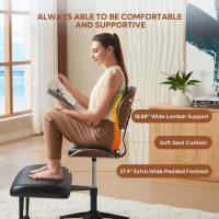 Bestier Meditation Chair with Wider Bentwood Back Support, Ergonomic Cross Legged Office Chair for Adults up to 300 lbs, 360° Swivel Adjustable Height for Multi Position (Contemporary Bentwood, Black) - Image 3