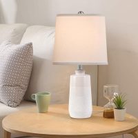 20.5" Ceramic Table Lamp Set of 2 for Bedrooms, White Lamps Set of 2 for Living Room, Minimalist Ceramic Lamps with White Barrel Lampshade, Matte White Ceramic Lamps for Nightstand - Image 5