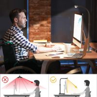 LED Desk Lamp for Home Office, Double Head 24W with Base, Architect Light 5 Lighting Brightness Flexible Gooseneck Table Reading Study, Black - Image 5