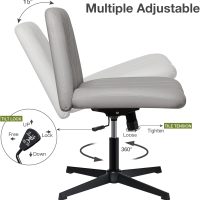 HOFFREE Criss Cross Chair Cross Legged Office Chair Home Office Chair Ergonomic Armless Chair for Desk Grey - Image 8