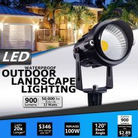 SUNVIE Outdoor Landscape LED Lighting 12W Waterproof Garden Lights COB Led Spotlights with Spiked Stand for Lawn Decorative Lamp US 3- Plug 3000K Warm White (2 Packs) - Image 2