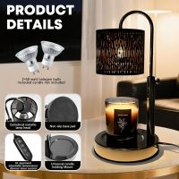 Candles Warmer Lamp with Timer and Dimmer, Home Bedroom Decor, Electric Adjustable Candle Wax Warmer Melter, Vintage Decor Birthday Monther Day Gifts,2 Bulbs，Black - Image 2