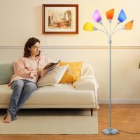 Medusa Floor Lamp, Multi Head 5 Light Floor Lamps for Living Room with 10 Lampshade, Adjustable Gooseneck Reading Standing Lamp for Bedroom,Office,Kids,Classroom (Sliver) - Image 7