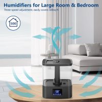 KZF 4L Top Fill Humidifiers for Bedroom & 60H Runtime - Cool Mist Humidifier, 3 Mist Levels, 8H Timer, Essential Oil Tray, Humidity Display, Quiet for Bedroom, Baby, Plants, Large Room - Image 5