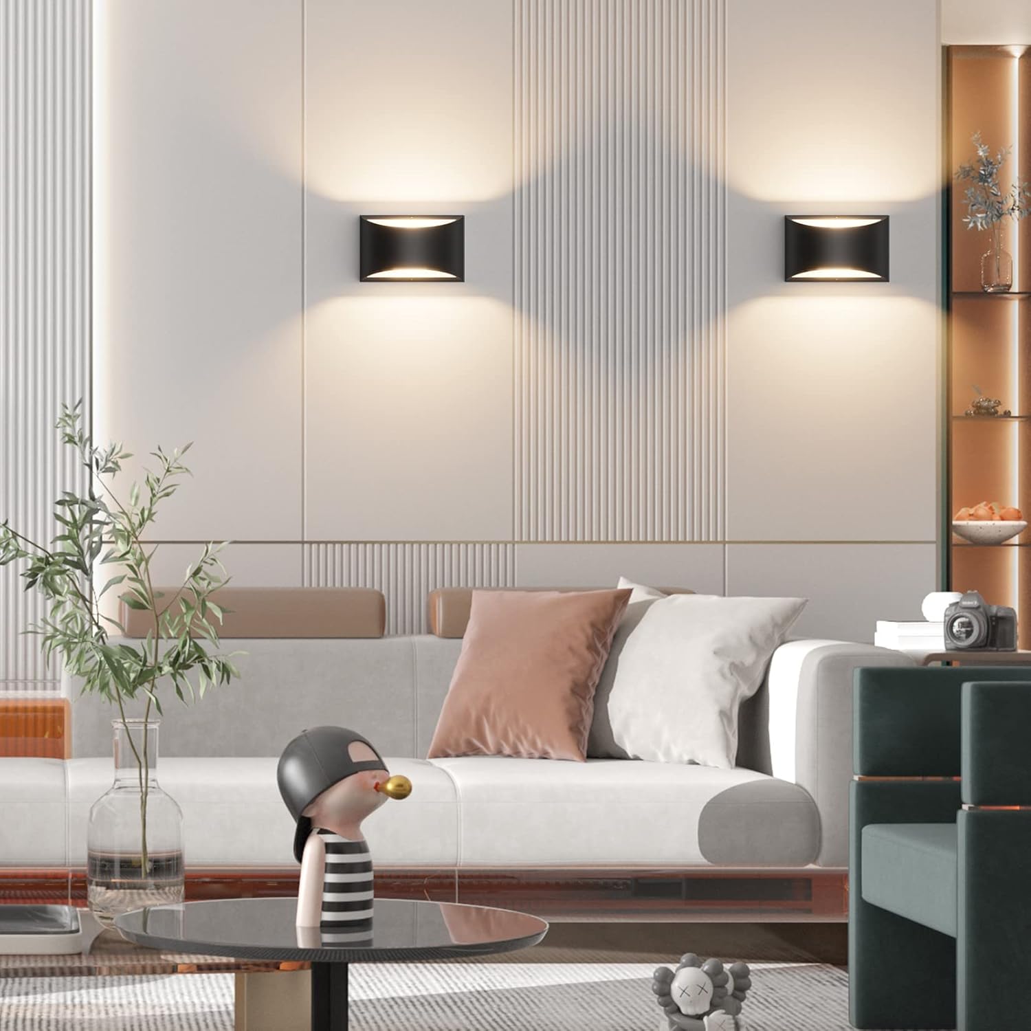 Aipsun Black Modern LED Wall Sconce Indoor Wall Lights 1 Pack Hardwired Up and Down Wall Mount Light for Living Room Bedroom Hallway Corridor Conservatory Warm White 3000K(with G9 Bulbs) - Image 6