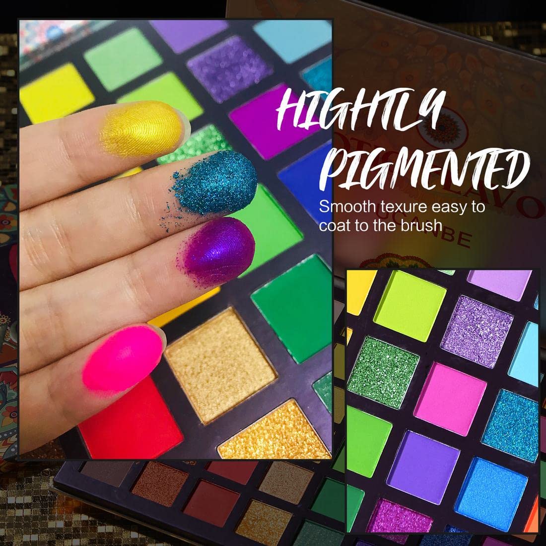 UCANBE EXOTIC FLAVORS Neon Eyeshadow Makeup Palette - 48 Colorful High Pigmented - Rainbow Matte Shimmer Glitter Eye Shadow Make Up Pallet Gift Set - Image 5