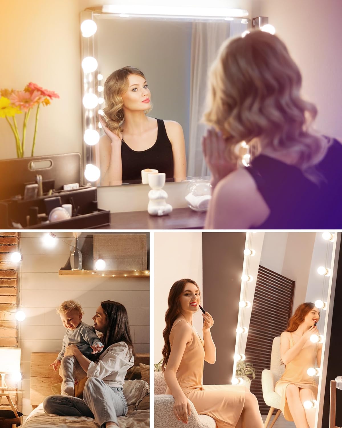 Brightown 14 Bulb Dimmable Hollywood Makeup Mirror Lights, 22Ft Adjustable Vanity Lighting Fixtures for Full Length Mirror (Mirror Not Included) - Image 6