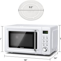 LDAILY 0.7Cu.ft Retro Small Microwave Oven, 700W Compact Countertop Microwave with 5 Power Levels, Auto Cooking Menus, Glass Turntable, Child Lock & Glass Turntable for Apartment, Dorm (White) - Image 7