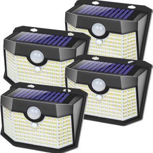 Aootek Solar Lights 4 Packs, Motion Sensor Light IP65 Waterproof with 3 Lighting Modes,Solar Lights Outdoor Waterproof for Garden Patio Garage Yard Deck