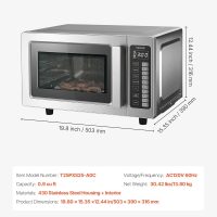 VEVOR Commercial Microwave Oven, 0.9 Cu Ft, 1000W Digital Stainless Steel Countertop Microwave Oven with Touchscreen, 10 Cooking Presets, 5 Power Levels, Multi-Lock Door & Easy Clean for Restaurants - Image 7