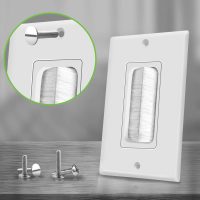 TOPGREENER 6 Pack Bristled Brush Wall Plate Multimedia Pass-Through Insert for Low Voltage Cables, HDMI Cables, Coaxial Cables, Speaker Wires, Home Theater Systems, Size 1-Gang 4.50" x 2.75", White - Image 2