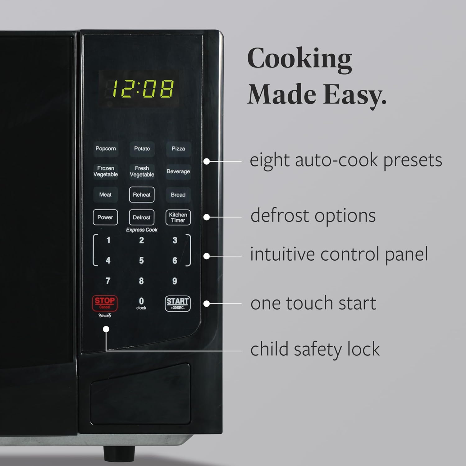 Farberware 0.9 Cu. Ft. Black Microwave Oven, 900W with LED Display, 10 Power Levels, 8 Auto-Cook Presets, Express Cooking & Defrost - Image 3
