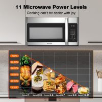 30" Over the Range Microwave Oven, ThermoMate 1.9 Cu. Ft. Capacity Microwave Over the Stove with One Touch, 1000 Cooking Watts, 400 CFM, 11 Power Levels, Sensor Cooking, LED Lighting, Stainless Steel - Image 3