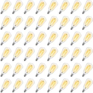 48 Pack ST38 LED Replacement String Light Bulbs, 1Watt Equvanlent to 7Watt Incandescant Bulb, Shatterproof E12 LED Bulb for Outdoor Patio Garden Vintage String Lights, 2700K, Dimmable