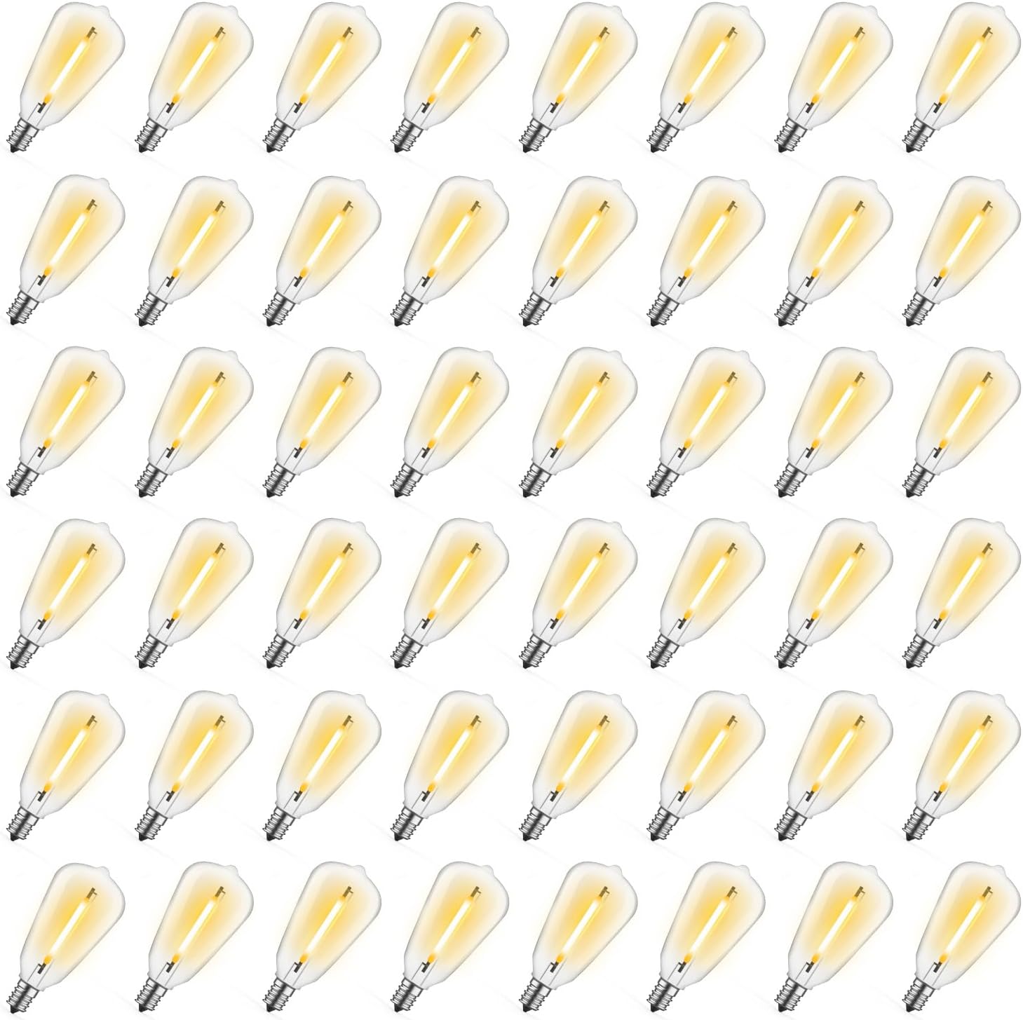 48 Pack ST38 LED Replacement String Light Bulbs, 1Watt Equvanlent to 7Watt Incandescant Bulb, Shatterproof E12 LED Bulb for Outdoor Patio Garden Vintage String Lights, 2700K, Dimmable