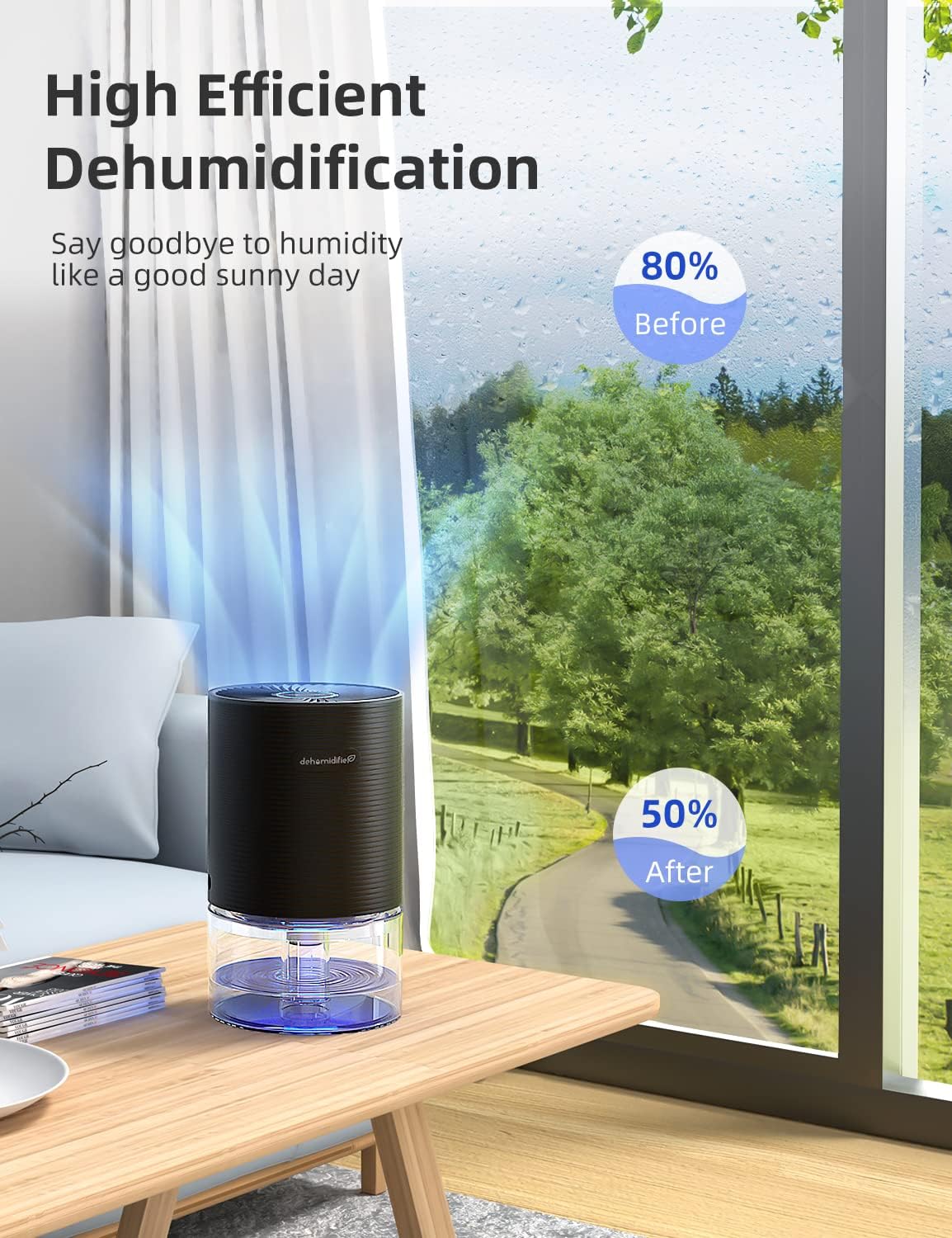 Dehumidifiers for Home, 25oz Dehumidifier for Bedroom with Auto-off, Ultra Quiet Energy Saving for Bathroom Closet Wardrobe Office RV (285sq.ft) - Image 2