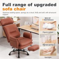 Office Chair 500lb,Big and Tall Criss Cross Desk Chair,Wide Seat Reclining Managerial Computer Chairs,Heavy People,Ergonomic High Back Faux Leather Chairs,Lumbar Support,Adjustable Headrest Brown - Image 7