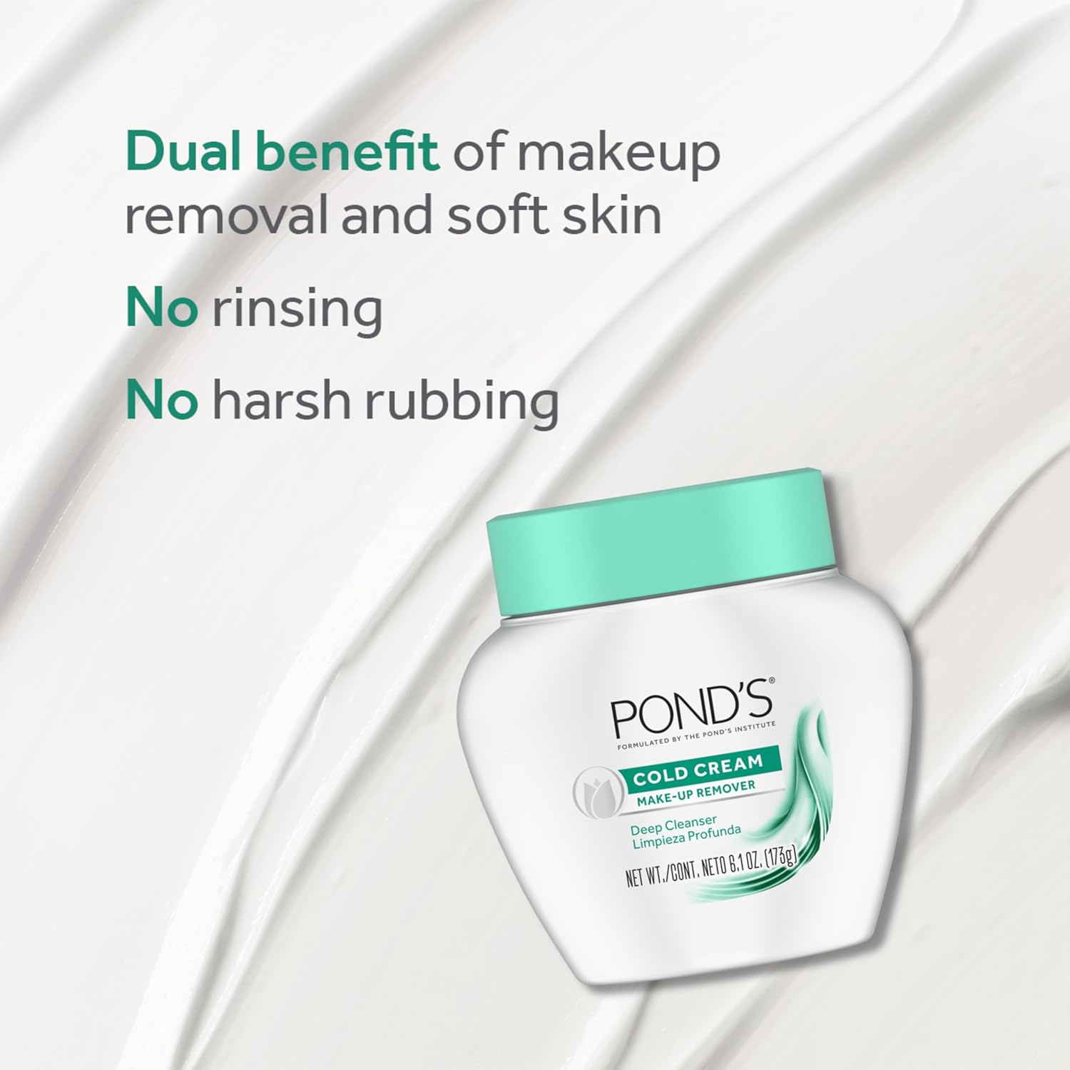 POND'S Cold Face Cream, Skin Care Facial Cleanser for All Skin Types, Deep Moisturizing Face Wash & Makeup Remover, 9.5 oz, 3 Pack - Image 5