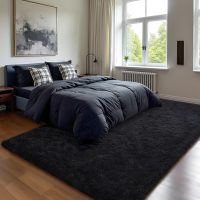 HOMORE Black Rug for Bedroom 4x6 Furry Carpet for Boys Girls Shaggy Fuzzy Rugs for Living Room Non Slip Large Rug for Kids Dorm Home Decor - Image 2