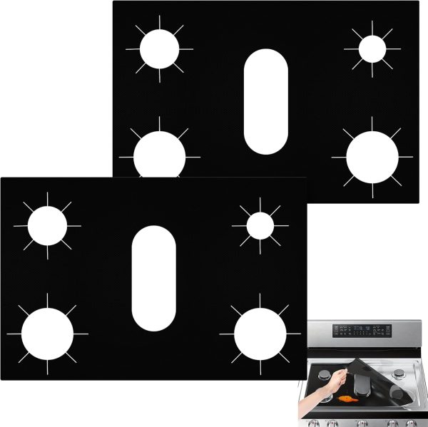 2 Pack Stove Top Covers for Samsung Gas Range Non-Stick 5 Burner Stove Top Covers for Gas Burners Stove Guard for Gas Stoves Reusable Washable Stove Protectors Keep Stove Clean