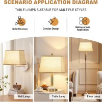 Square Lamp shade, Large Beige Linen Lampshade, Top 7"x12.5", Bottom 9"x15", Height 9.8", Rectangular Lamp shade with1 Shade Bracket,2 Adapters, Fits Table,Floor and Wall Lampshade, Easy Install - Image 2