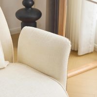 VINGLI Beige Swivel Office Chair with Back & Lumbar Pillow,Padded Arms,with Wheels,Comfy Modern Desk,Sewing,Dining,Vanity,Computer Task Chair for Home,Makeup,Nail Tech,Bedroom,Living Room,Chenille - Image 3