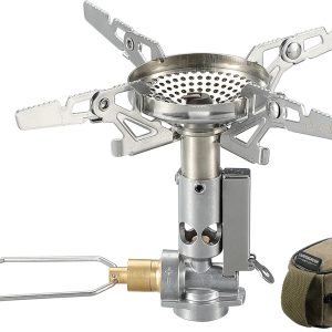 CAMPINGMOON Canister Top Stove Portable Compact Foldable w/Micro Regulator w/4Flex w/igniter XD-2F (Silver)