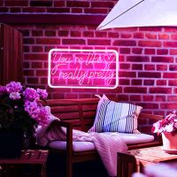 You're Like Really Pretty Neon Signs for Wall Decor, LED Neon Sign Aesthetic Room Decor for Teen Girls Neon Lights Signs for Bedroom, Salon, Wedding Party Pink Neon Name Sign - Image 2