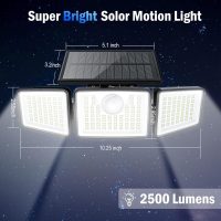2500LM Solar Lights Outdoor with Motion Sensor,3 Head 270° Wide Angle Street Area Lights,IP65 Waterproof Security Lighting with 3 Modes(Non-Remote,1 Pcs) - Image 8