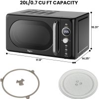 Total Chef Retro Microwave Oven | 20L / 0.7 Cu Ft | Quick Start & Defrost By Weight/Time | 8 Pre-set Cooking Modes For Coffee, Rice, Pasta, Potato, Reheat, Fish, Pizza, Popcorn | 700W | Black - Image 6