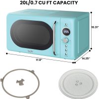 Total Chef Retro Microwave Oven | 20L / 0.7 Cu Ft | Quick Start & Defrost By Weight/Time | 8 Pre-set Cooking Modes For Coffee, Rice, Pasta, Potato, Reheat, Fish, Pizza, Popcorn | 700W | Blue - Image 6