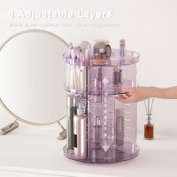 Rotating Makeup Organizer for Vanity, DIY Adjustable Tray Spinning Skincare Organizers Countertop, Cosmetic Display Case with Perfume Tray Brush Holder, Bathroom Desk Corner Storage Carousel Rack - Image 2