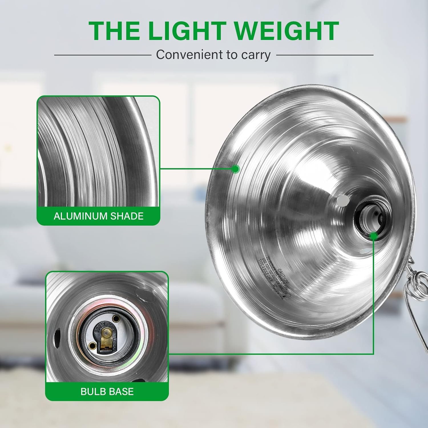 Simple Deluxe Clamp Light with 8.5 Inch Adjustable Aluminum Reflector, Suit for E26 Socket Max 150 Watt Lamp (No Bulb Included), 6 Feet 18/2 SPT-2 Cord, 2 Pack - Image 5