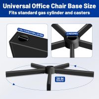 GYI Office Chair Base Replacement Parts, 28"(70 cm), Metal Criss Cross Desk Chair Base Replacement 2500 Lbs with Universal Gas Cylinder Hole and Casters Wheels Sockets, Black - Image 3